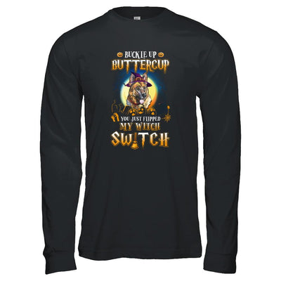 Buckle Up Buttercup Halloween Witch German Shepherd Costume-T-Shirt & Tank Top-Long Sleeve T-Shirt-Black