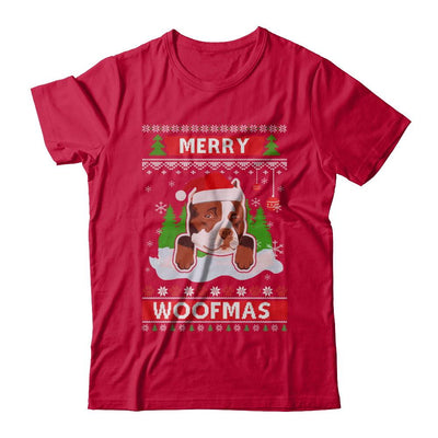 Pitbull Merry Woofmas Ugly Christmas Sweater-T-Shirt & Sweatshirt-Classic T-Shirt-Red