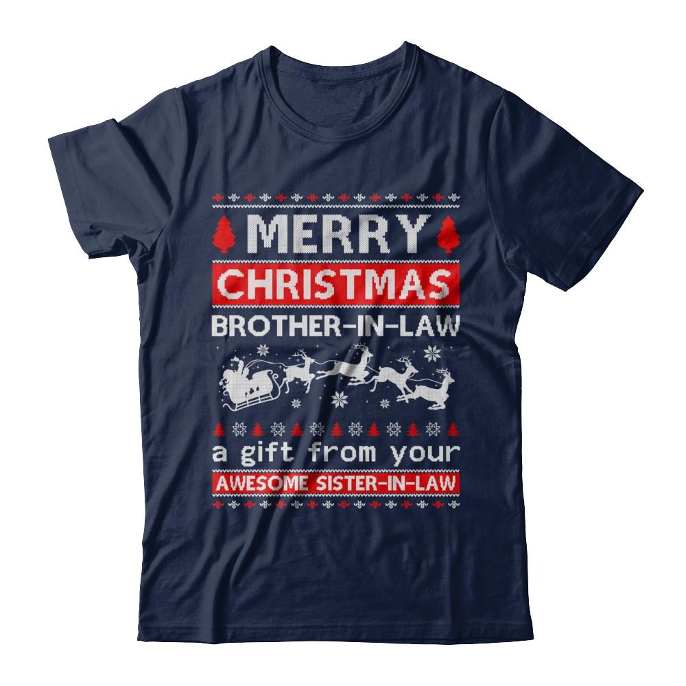 Merry Christmas Brother-In-Law A Gift From Your Sister-In-Law Sweater-T-Shirt & Sweatshirt-Classic T-Shirt-Navy