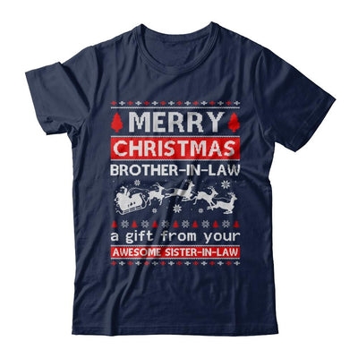 Merry Christmas Brother-In-Law A Gift From Your Sister-In-Law Sweater-T-Shirt & Sweatshirt-Classic T-Shirt-Navy