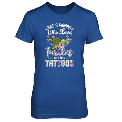 Just A Woman Who Loves Turtles And Has Tattoos-T-Shirt & Tank Top-Women's T-Shirt-Royal