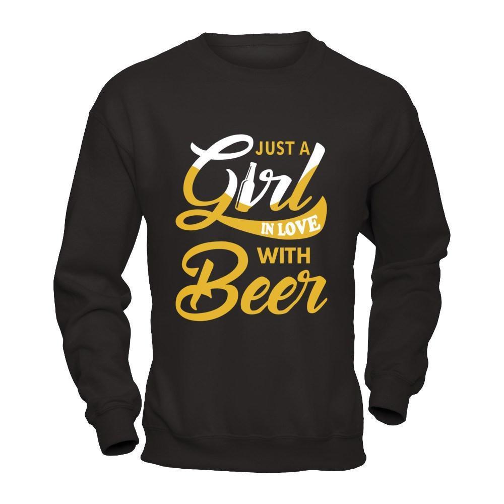 Just A Girl In Love With Beer-T-Shirt & Hoodie-Crewneck Sweatshirt-Black
