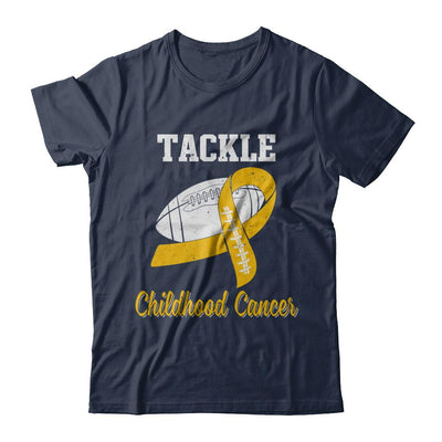 Football Survivor Tackle Yellow Childhood Cancer Awareness-T-Shirt & Hoodie-Classic T-Shirt-Navy