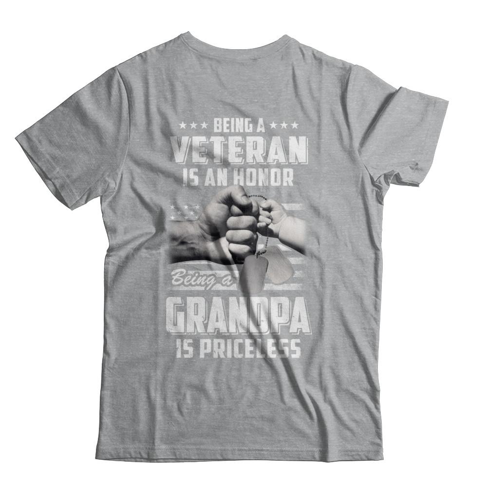 Being A Veteran Is An Honor Being A Grandpa Is Priceless-T-Shirt & Hoodie-Classic T-Shirt-Sport Grey