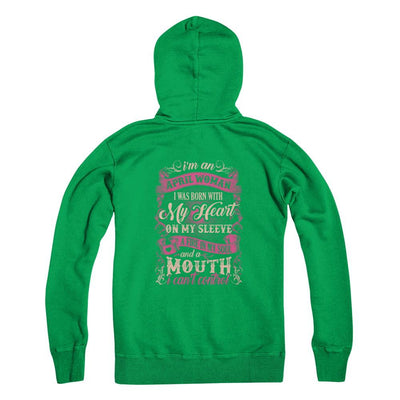 I Am An April Woman I Was Born With My Heart On My Sleeve-T-Shirt & Tank Top-Pullover Hoodie-Irish Green