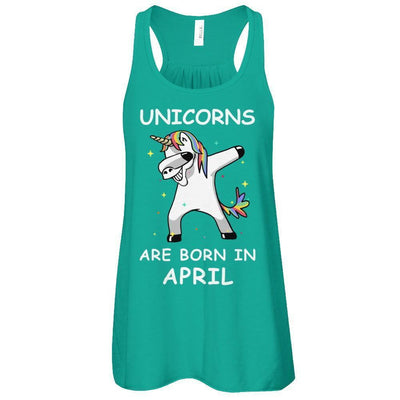 Unicorns Are Born In April Cute Dabbing-T-Shirt & Tank Top-Women's Flowy Racerback Tank-Kelly
