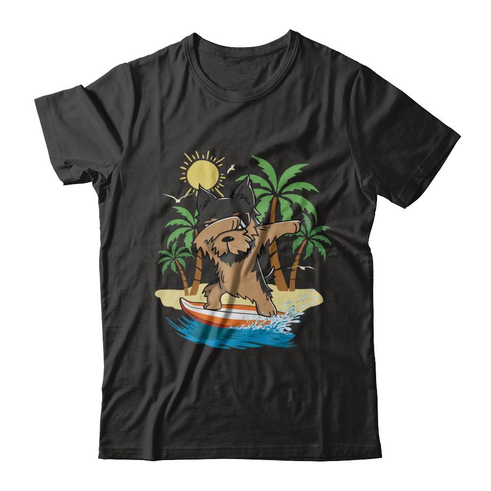 Summer Vacation Dabbing Yorkie Surfing Surfboard Gift-T-Shirt & Hoodie-Classic T-Shirt-Black