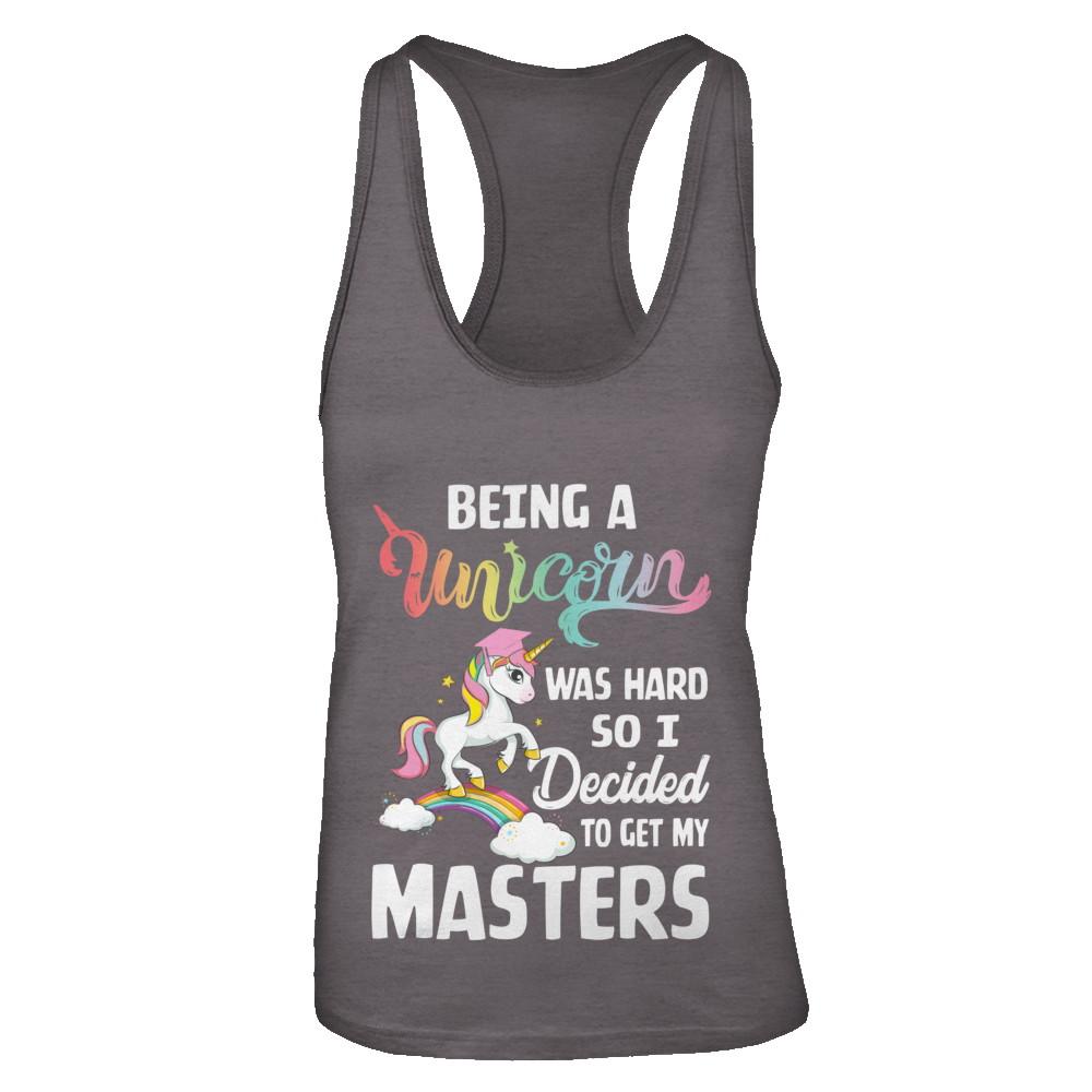 Funny Unicorn Masters Degree Graduation Graduate Gift-T-Shirt & Tank Top-Women's Ideal Racerback Tank-Dark Grey