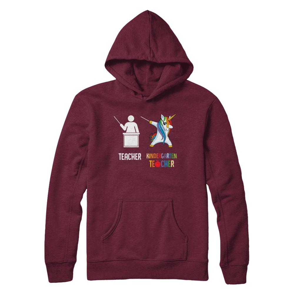 Dabbing Unicorn Kindergarten Teacher Funny Gifts Dab-T-Shirt & Hoodie-Pullover Hoodie-Maroon
