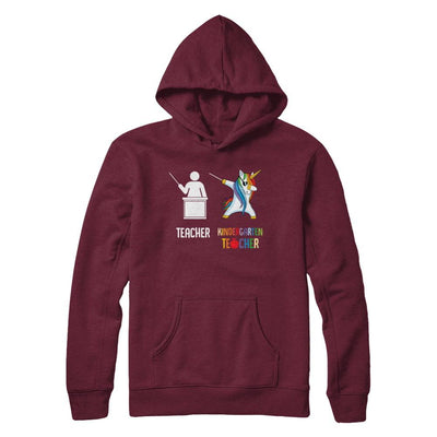 Dabbing Unicorn Kindergarten Teacher Funny Gifts Dab-T-Shirt & Hoodie-Pullover Hoodie-Maroon