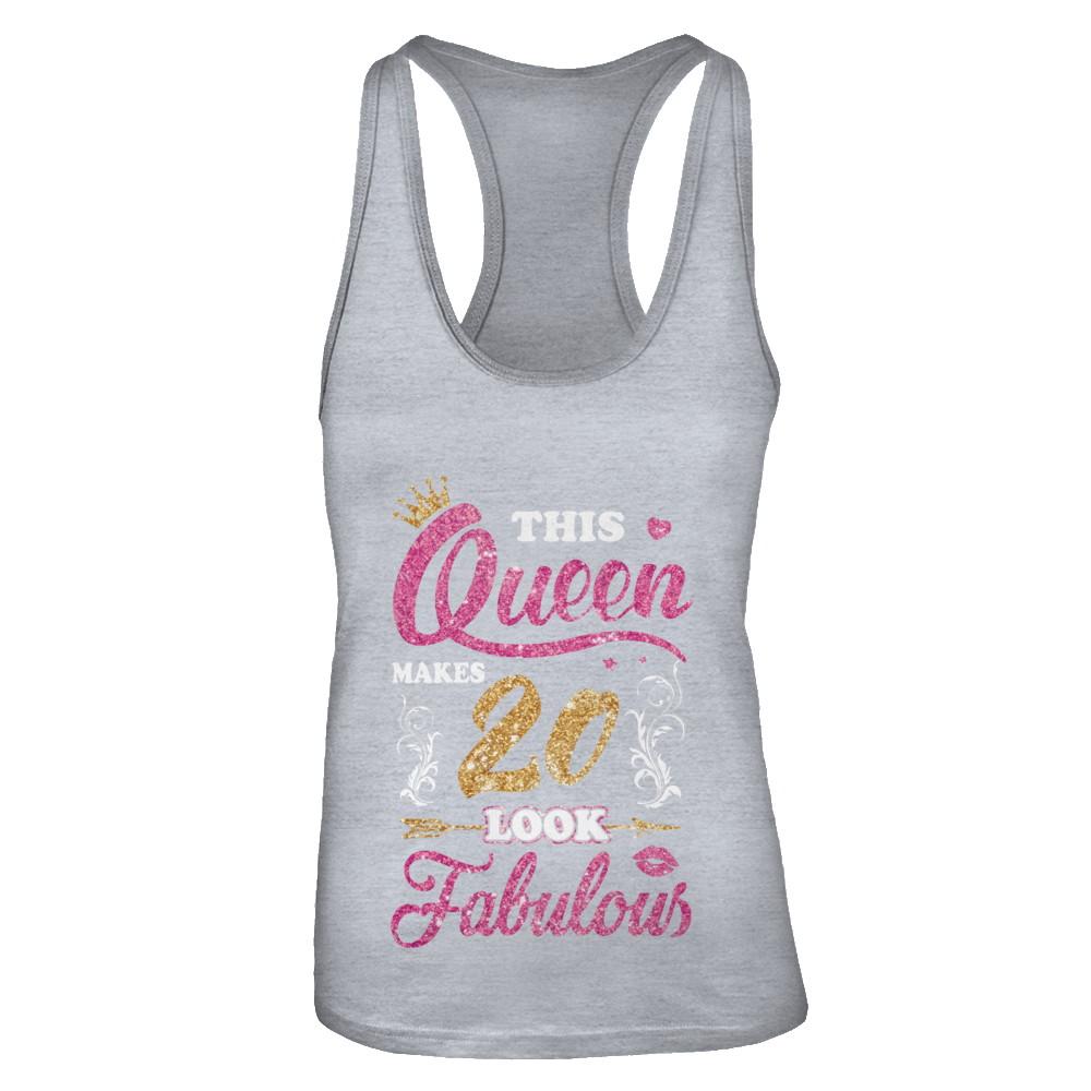 This Queen Makes 20 Look Fabulous 2001 20th Birthday-T-Shirt & Tank Top-Women's Ideal Racerback Tank-Heather Grey