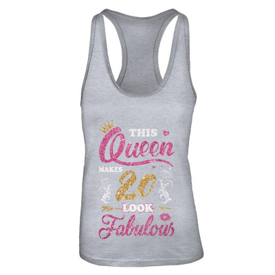 This Queen Makes 20 Look Fabulous 2001 20th Birthday-T-Shirt & Tank Top-Women's Ideal Racerback Tank-Heather Grey