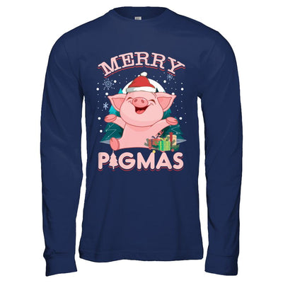 Merry Pigmas Funny Pig-T-Shirt & Hoodie-Long Sleeve T-Shirt-Navy