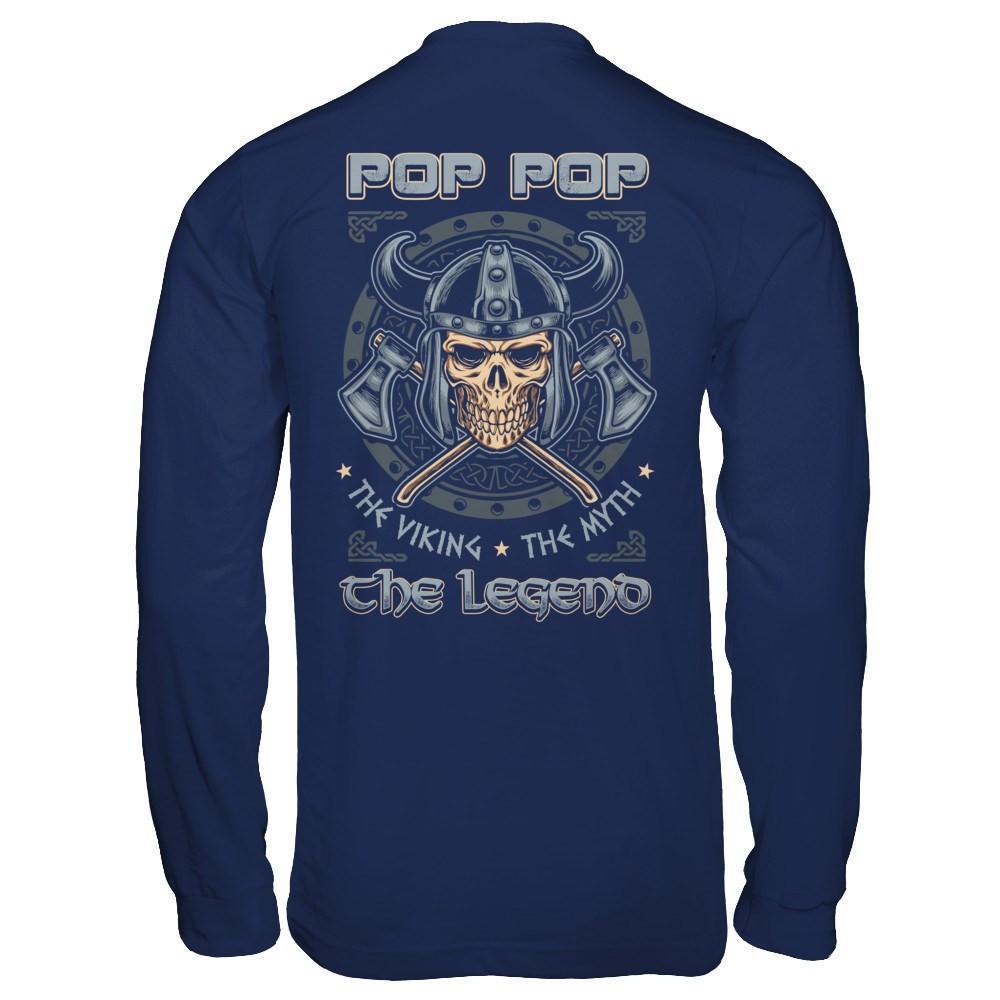 Pop Pop The Viking The Myth The Legend-T-Shirt & Hoodie-Long Sleeve T-Shirt-Navy