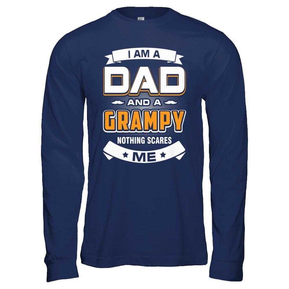 I Am A Dad And A Grampy Nothing Scares Me-T-Shirt & Hoodie-Long Sleeve T-Shirt-Navy