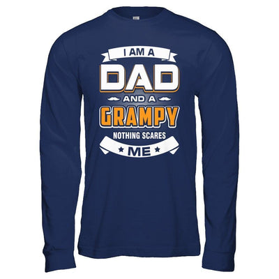 I Am A Dad And A Grampy Nothing Scares Me-T-Shirt & Hoodie-Long Sleeve T-Shirt-Navy