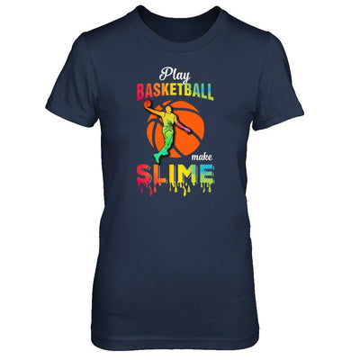 Play Basketball Make Slime Watercolor For Girl Women-T-Shirt & Tank Top-Women's T-Shirt-Navy