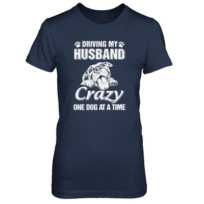Driving My Husband Crazy One Dog At A Time Car Wife Gift-T-Shirt & Tank Top-Women's T-Shirt-Navy