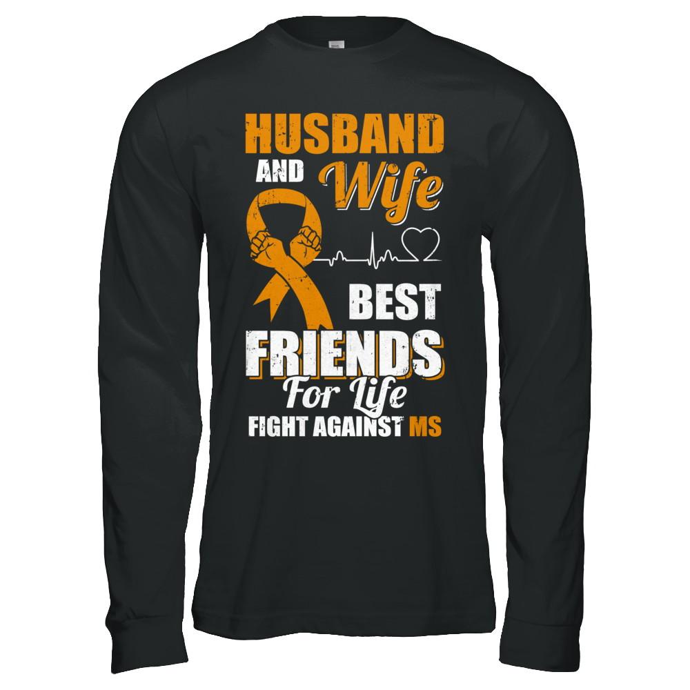 Husband & Wife Best Friends For Life Fight Against Ms-T-Shirt & Hoodie-Long Sleeve T-Shirt-Black
