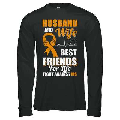 Husband & Wife Best Friends For Life Fight Against Ms-T-Shirt & Hoodie-Long Sleeve T-Shirt-Black