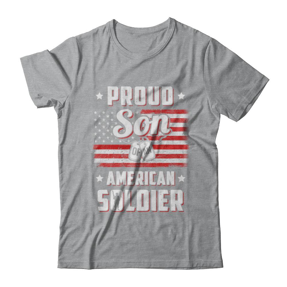 Proud Son Of A Soldier Army Dad Mom Veteran-T-Shirt & Hoodie-Classic T-Shirt-Sport Grey