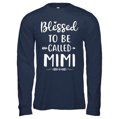 Funny Grandma Blessed To Be Called Mimi-T-Shirt & Hoodie-Long Sleeve T-Shirt-Navy