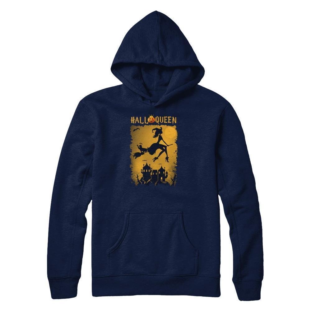 Funny Halloween Pumpkin Queen-T-Shirt & Tank Top-Pullover Hoodie-Navy