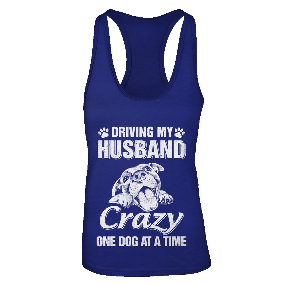 Driving My Husband Crazy One Dog At A Time Car Wife Gift-T-Shirt & Tank Top-Women's Ideal Racerback Tank-Royal