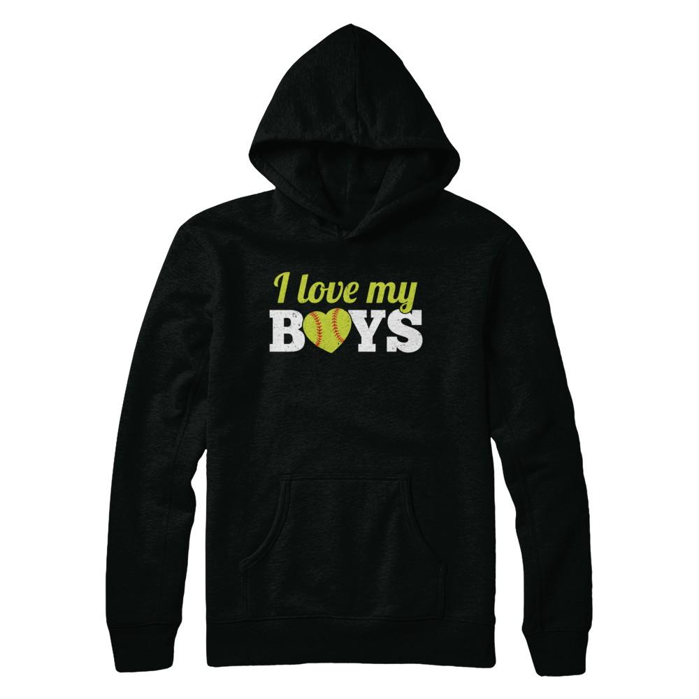 Love My Boys Mom And Dad Softball-T-Shirt & Hoodie-Pullover Hoodie-Black