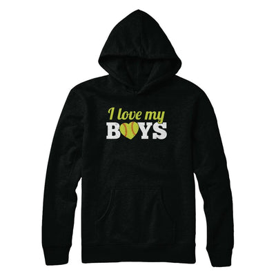 Love My Boys Mom And Dad Softball-T-Shirt & Hoodie-Pullover Hoodie-Black