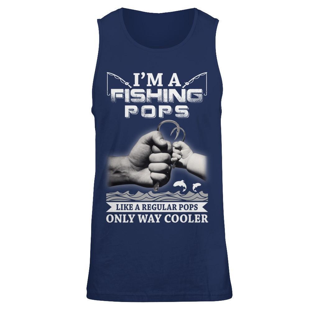 I'm A Fishing Pops Like A Normal Pops But Way Cooler-T-Shirt & Hoodie-Unisex Tank-Navy