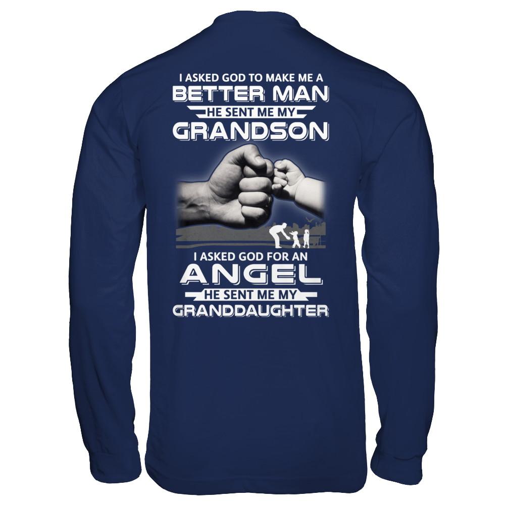 A Best Friend He Sent Me My Grandson & Angel Granddaughter-T-Shirt & Hoodie-Long Sleeve T-Shirt-Navy