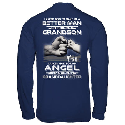 A Best Friend He Sent Me My Grandson & Angel Granddaughter-T-Shirt & Hoodie-Long Sleeve T-Shirt-Navy