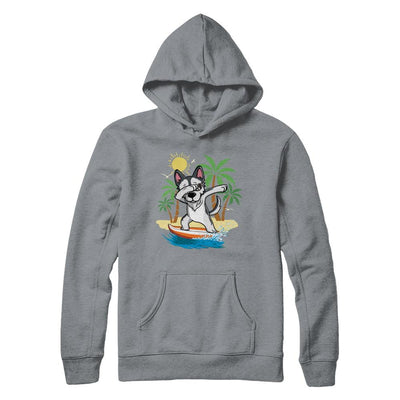 Summer Vacation Dabbing Husky Surfing Surfboard Gift-T-Shirt & Hoodie-Pullover Hoodie-Light Steel
