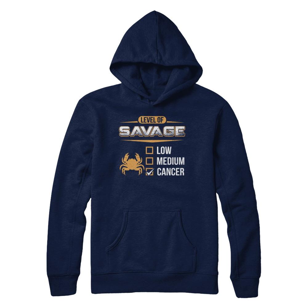 Level Of Savage Cancer-T-Shirt & Hoodie-Pullover Hoodie-Navy