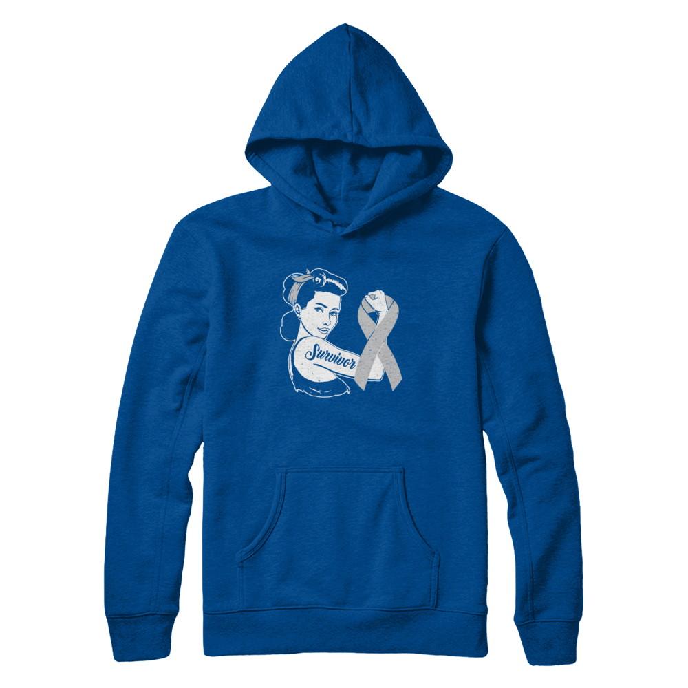 We Can Cure It Grey Brain Cancer Awareness Survivor-T-Shirt & Hoodie-Pullover Hoodie-Deep Royal