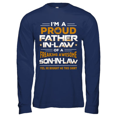 Proud Father-In-Law Freaking Awesome Son-In-Law-T-Shirt & Hoodie-Long Sleeve T-Shirt-Navy