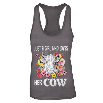Just A Girl Who Loves Her Cow-T-Shirt & Tank Top-Women's Ideal Racerback Tank-Dark Grey