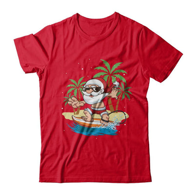 Funny Santa Surfing Hawaiian Summer Christmas-T-Shirt & Sweatshirt-Premium T-Shirt-Red