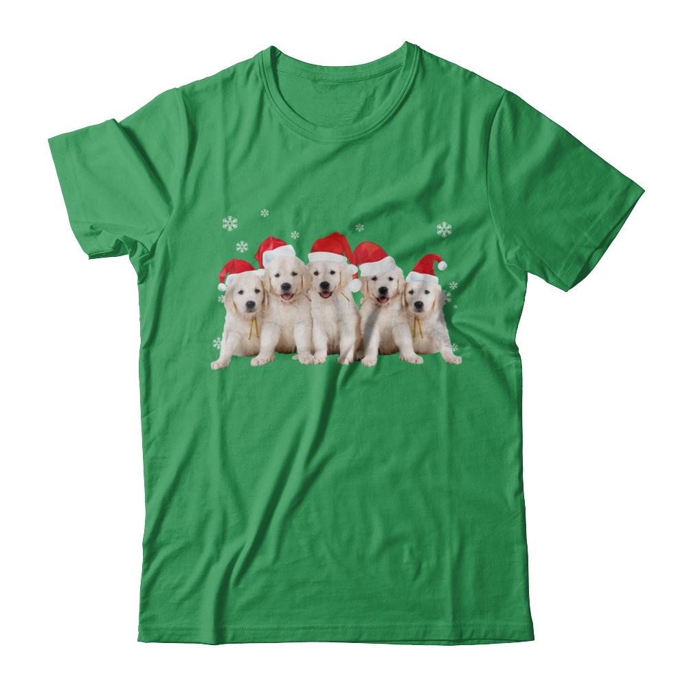 Funny Golden Retriever Puppies Christmas Dog Gift-T-Shirt & Hoodie-Premium T-Shirt-Kelly Green