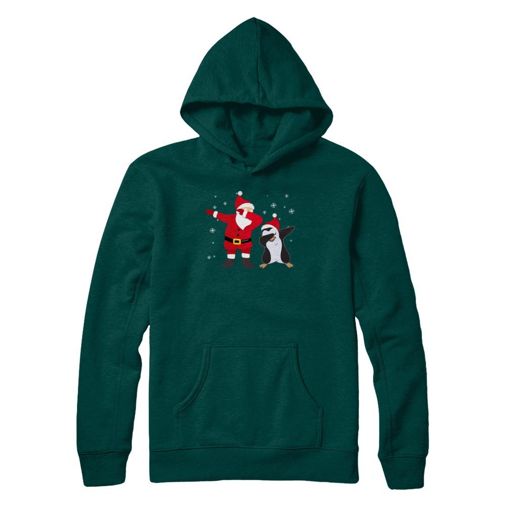 Dabbing Santa Penguin Funny Dab Dance Christmas Gift-T-Shirt & Hoodie-Pullover Hoodie-Deep Forest