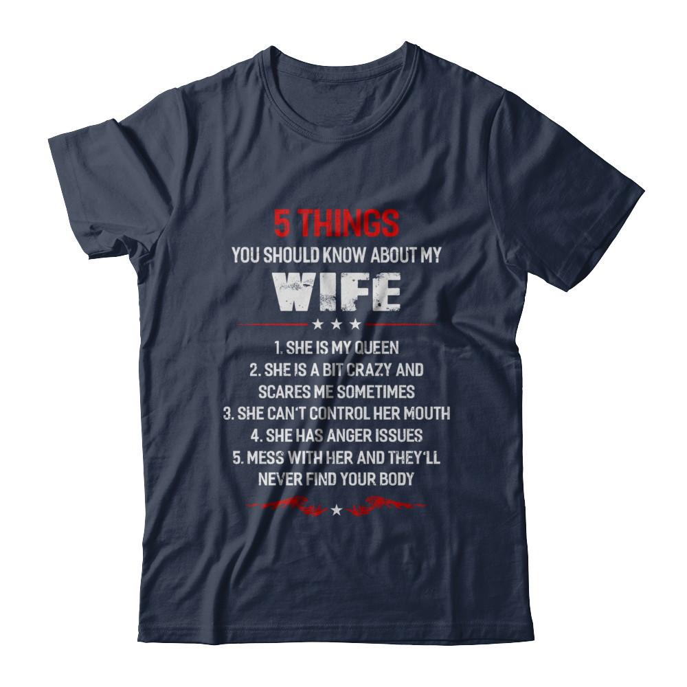 5 Things You Should Know About My Wife Husband-T-Shirt & Hoodie-Classic T-Shirt-Navy