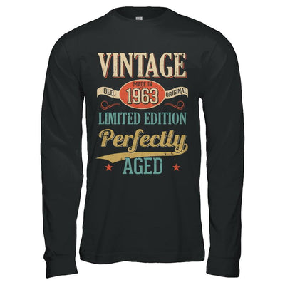 Vintage Premium Made In 1963 58th Birthday Gift-T-Shirt & Hoodie-Long Sleeve T-Shirt-Black