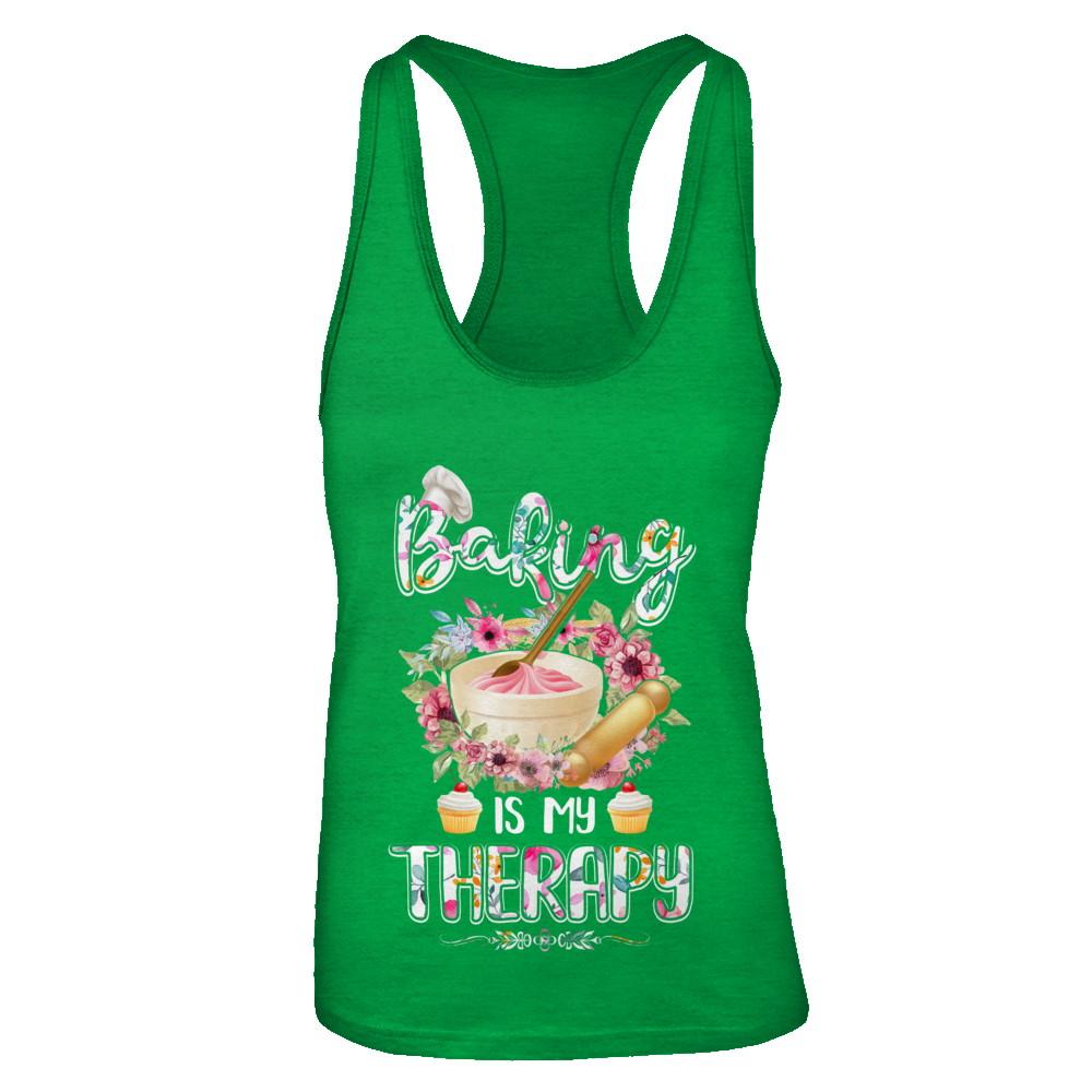 Baking Is My Therapy-T-Shirt & Tank Top-Women's Ideal Racerback Tank-Kelly Green