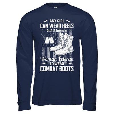 Woman Veteran To Wear Combat Boots-T-Shirt & Hoodie-Long Sleeve T-Shirt-Navy