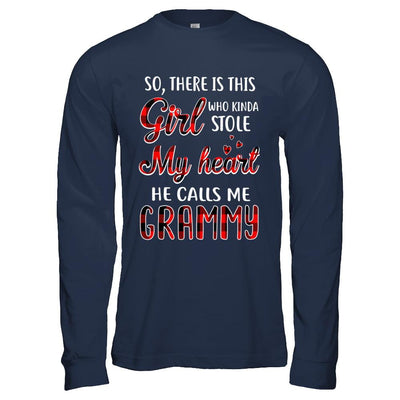This Girl Who Kinda Stole My Heart He Calls Me Grammy-T-Shirt & Hoodie-Long Sleeve T-Shirt-Navy