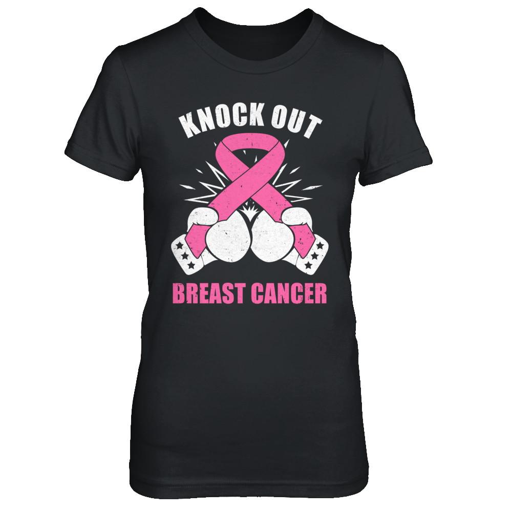 Boxing Knock Out Breast Cancer Awareness Support-T-Shirt & Hoodie-Women's T-Shirt-Black