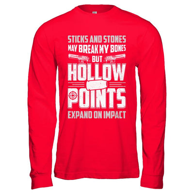 Gun Sticks And Stones Hollow Points-T-Shirt & Hoodie-Long Sleeve T-Shirt-Red