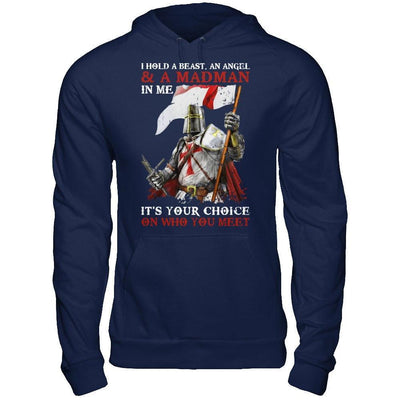 Knight Templar I Hold A Beast An Angel And A Madman In Me-T-Shirt & Hoodie-Pullover Hoodie-Navy