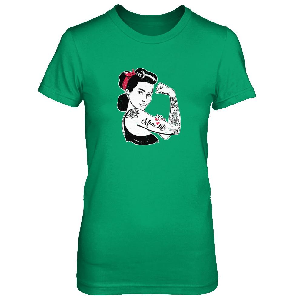 Mom Life Tattoos Tattooed Inked Woman-T-Shirt & Tank Top-Women's T-Shirt-Irish Green